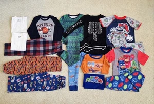 17PC Mixed Lot Fall Winter Pajamas Boys Size 8 (Two Pants Hemmed Shorter) Read! - Picture 1 of 15