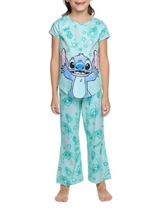 Disney Stitch Pj Set Size 8 Girl's Short-Sleeved Pajama Set NEW - Picture 1 of 10