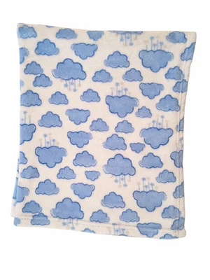 Cutie Pie Blue Clouds Stars Security Lovey Blanket 32" X 34" - Image 1 of 4