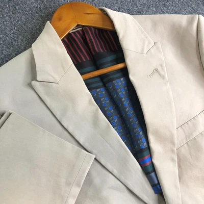 Chaqueta Chino Robert Graham Blazer Para Hombre 40 Beige Tostado Marrón Algodón 2 Botones Foto 1 de 4