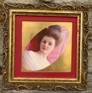 Frauenportrait: Altes Porzellangemälde Ende 19. Jahrhundert - Bild 1 von 9