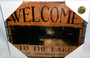 RUSTIC CABIN DECOR SIGN     11" x 14" WELCOME TO THE LAKE - Picture 1 of 1