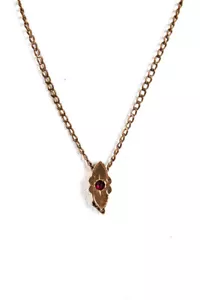 JFS Sons Womens Victorian Yellow Gold Filled Ruby Pendant Watch Chain Necklace - Picture 1 of 6