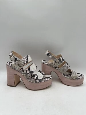 NWB Agl Womens Sista Band Platform Snake Print Platform Sandals White/Black 37 - Image 1 of 4