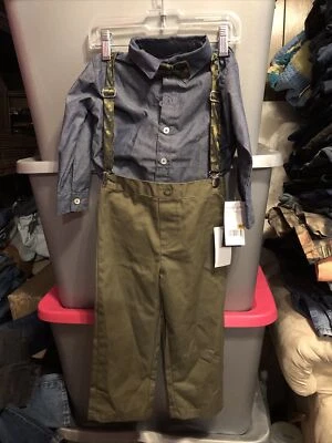 U.S Polo Assn. Conjunto de camisa, pajarita, tirantes, pantalón verde para niños 4 piezas nuevo con etiquetas talla 3T Foto 1 de 4