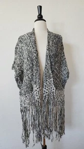Anthropologie Top New Size Small Medium Fringe Cardigan Boho Western Retro Black - Picture 1 of 6