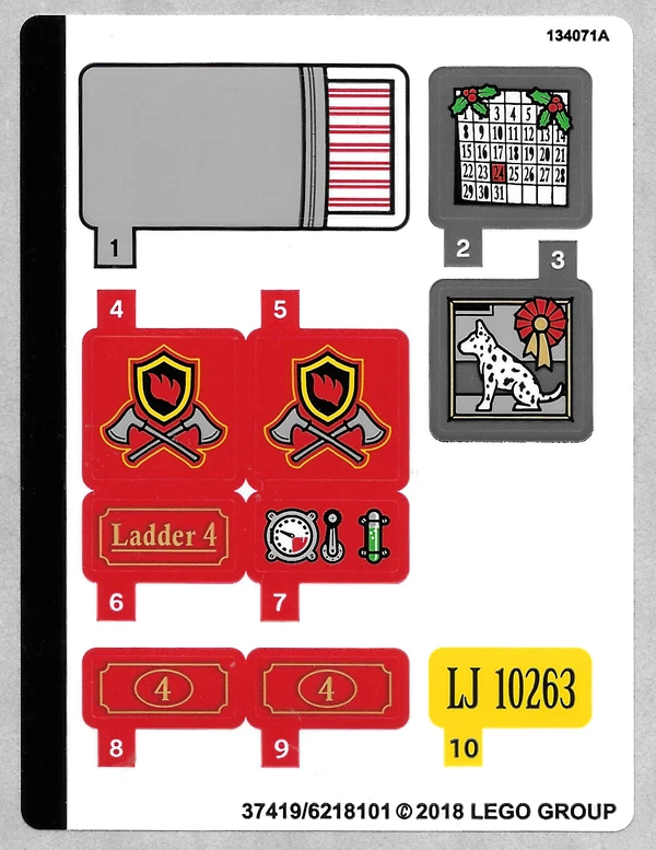 LEGO STICKER SHEET ONLY WINTER VILLAGE FIRE STATION 10263 from set New - Image 1 of 1