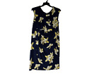 Connected Apparel Womens Sheath Dress Blue Floral Cap Sleeve Pullover 18 W