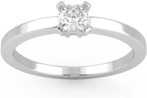 14K Gold Lab Grown Cushion 1/4CT Diamond 4-Prong Promise Ring - Imagen 1 de 30