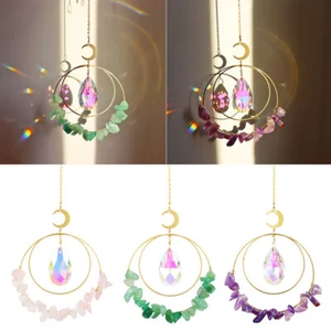 Quartz Crystal Sun Catcher Moon Suncatcher Pendant Rainbow Maker Hanging Decor - Picture 1 of 11