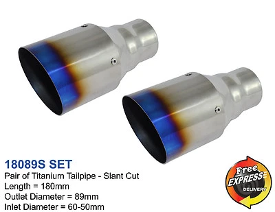 Pontas de escape guarnições de tubo de escape titânio 3,5" 89mm para VW Golf R32 R20 Suzuki Swift - Imagem 1 de 4