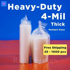 Zip Clear Seal Top Bags Reclosable HEAVY-DUTY 4-Mil Thick Plastic Lock Baggies - Picture 1 of 4