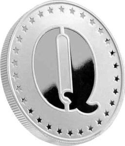 ESCASA MONEDA REDONDA DE PLATA .999 "Q" Trump de 1 OZ retirada RARA BELLEZA - Imagen 1 de 2