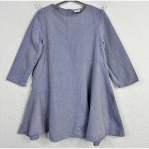 COS Dress Girls Size 4/6 Blue Chambray Long Sleeve Ruffle Flare Boho Preppy - Picture 1 of 4