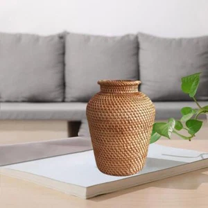 Rattan Vase Style Handmade Woven Plant Flower Vase Basket - Picture 1 of 7