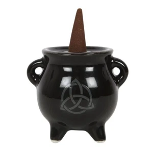 Triquetra Cauldron Ceramic Incense Holder holds sticks and cones witchy gift - Picture 1 of 4
