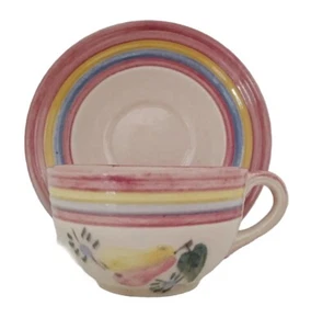 Vintage Della Ware FESTIVAL NORMA Pottery  Fruit Teacup Saucer USA Hard to Find - Picture 1 of 6