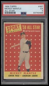 1958 Topps #487 Mickey Mantle PSA 5 New York Yankees