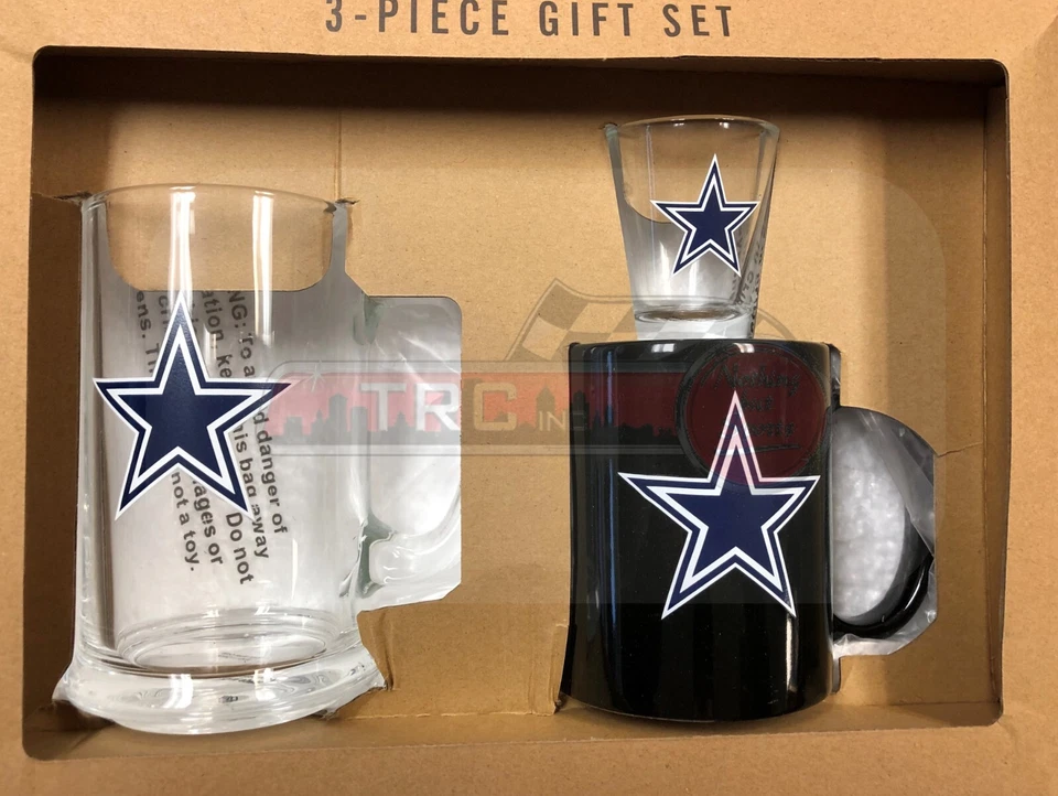 Dallas Cowboys Memory Company NFL 3 peças conjunto de presente utensílios de bebida FRETE GRÁTIS!! - Imagem 1 de 1