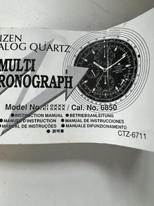 Citizen Eco Drive Cal 6850 Vintage Instruction Manual CTZ6711 - Picture 1 of 3