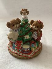 Vintage Carlton Cards Teddy Bears with Christmas Tree Figurine Rare