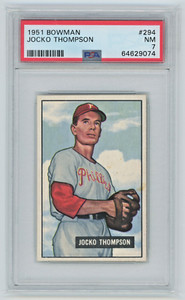 1951 Bowman #294 Jocko Thompson Philadelphia Phillies Card PSA 7 NM #64629074 ⚾️
