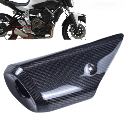 Cubierta protectora térmica tubo de escape silenciador fibra de carbono real para MT-07 FZ07 2014-17 Foto 1 de 4
