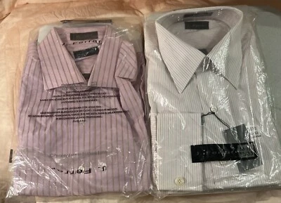 2 camisas sociais listradas J. Ferrar grandes 16 1/2 32/33 e 17 34/35 NOVAS no pacote NOS - Imagem 1 de 4