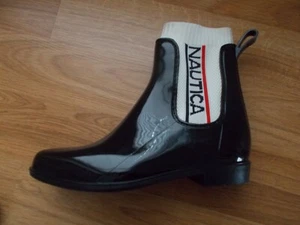 NAUTICA Womens Sz 10 Black  Rubber Rain Short Boots New With out Box ! - Picture 1 of 7