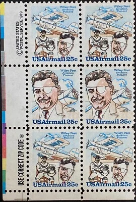 US C96a (C95-96): Wiley Post Airmail, Plate Block 6, Mint NH OG, FREE Shipping! - Image 1 of 2