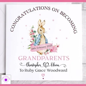 Personalised New Baby Girl New Grandparents Congratulations Card, New Parents - Picture 1 of 15