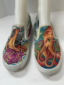 RARE Vans Slipper 1 of 1 Custom Drawn Octopus Shoes White Men’s Size 13 - Bild 1 von 20