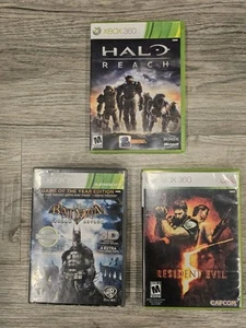 Xbox 360 Games, Batman Arkham Asylum, Resident Evil 5, Halo Reach Assorted Lot  - Picture 1 of 5