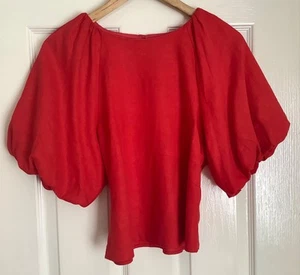DKNY Puff Sleeve Red Top - Picture 1 of 11