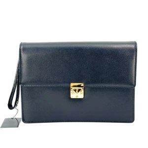 Mint! Yves Saint Laurent Clutch Bag Black Leather Authentic From Japan 0527 - Picture 1 of 18