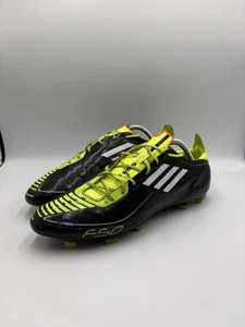 2011 Adidas F50 Adizero TRX FG Black & Green Football Boots UK 10 1/2 US 11 RARE - Picture 1 of 20