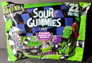 4,86oz/22ct BEETLEJUICE Süßigkeiten saure Gummis Halloween grüner Apfel Erdbeere Yum - Bild 1 von 11