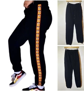 Disney x Forever 21 Mickey Mouse Black Retro Stripe Joggers Sweatpants Small - Picture 1 of 7