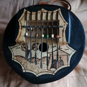 Kalimba Coconut 7 Keys - Handmade Musical Instrument - Africa 1960s - 1970s - Picture 1 of 4