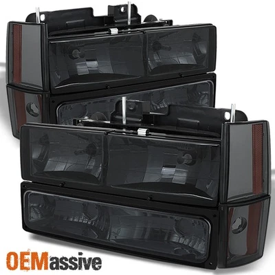 Fit Smoked 88-93 Chevy/GMC Suburban Silverado Sierra Yukon Headlights +Bumper - Image 1 of 4
