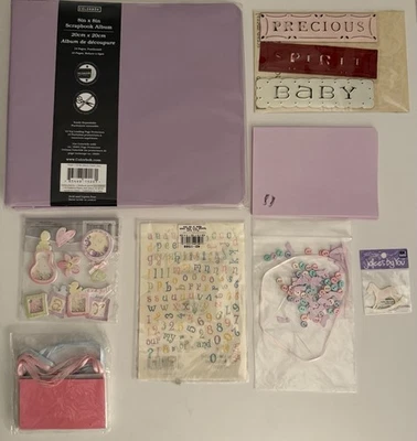 Lote de álbum de recortes y adornos colorbok 8x8 pulgadas púrpura bebé pastel Foto 1 de 4