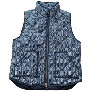 Chaleco J.Crew Mujer’s XL Gris Espiga Estampado Acolchado Puffer Cremallera - Imagen 1 de 6
