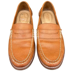 Mocasín Sperry Seaport de cuero para mujer talla 6M tostado preppy planos Academia - Imagen 1 de 7