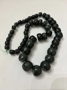 New 19.5" Mexico Maya Style Graduated Green Guatamala Jade Rondelle Bead Strand - Picture 1 of 10