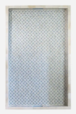 Bone Inlay Fish Scale Design Tray in Light Blue Color - Image 1 of 2