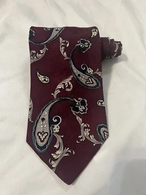 Corbata TownCraft granate/plateada/verde/blanco cachemira 100 % poliéster 57"x3,75" Foto 1 de 4