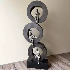 Handcrafted Three Men Sitting Sculpture - Modern Home Décor Accent Piece - Picture 1 of 8