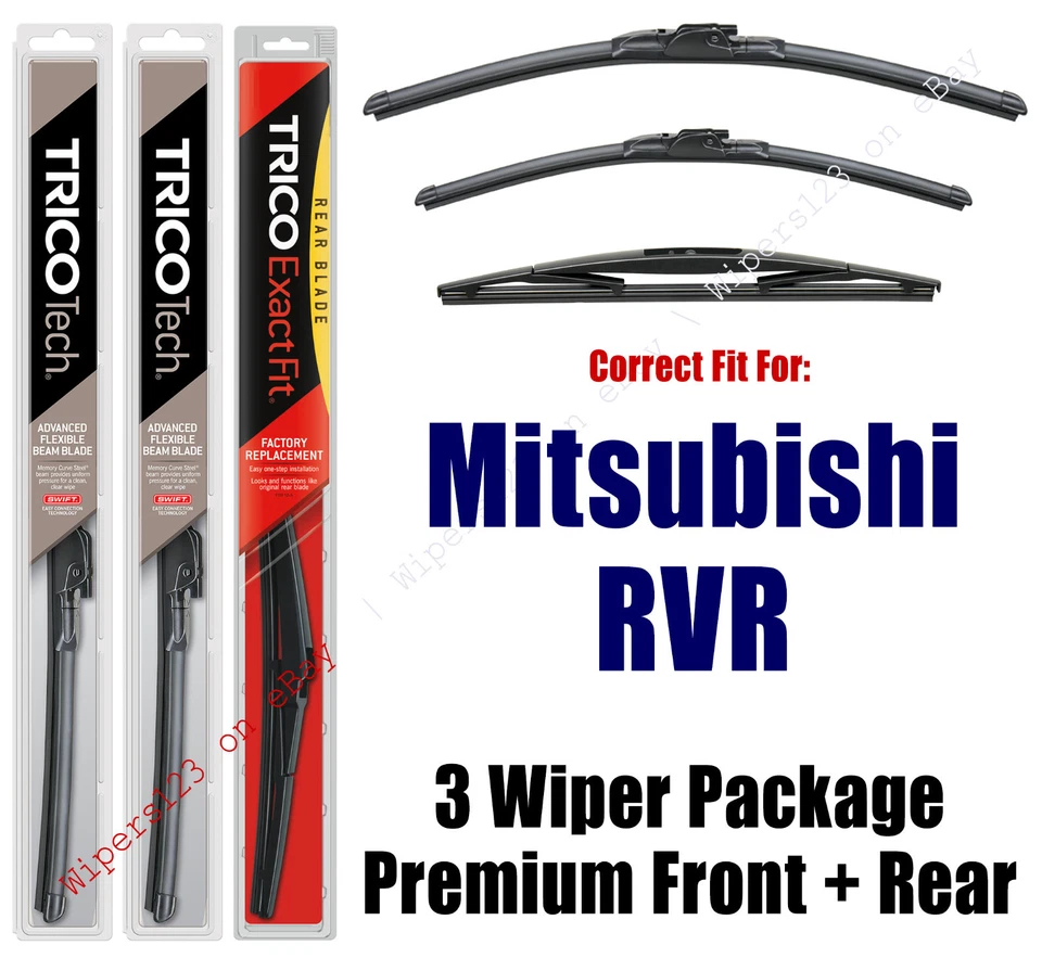 Paquete de 3 escobillas limpiaparabrisas delanteras + traseras 2011+ Mitsubishi RVR - 19240/210/10B Foto 1 de 1