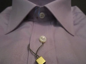 $225 NUEVA CON ETIQUETAS IKE BEHAR NUEVA YORK SARGA PÚRPURA HELIO CAMISA DE VESTIR DORADA LBL 16 LS 32/33 - Imagen 1 de 3