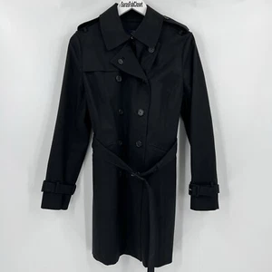 Brooks Brothers 346 Double Breasted Trench Coat Stretch Black Women’s Size 8 - Picture 1 of 7